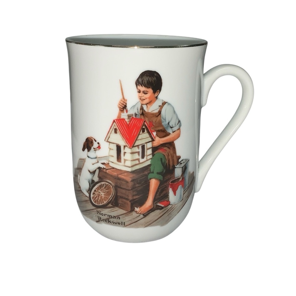 Painting A Dollhouse Norman Rockwell Coffee Cup 1982 Vintage Collectible.
